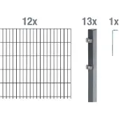 Alberts Doppelstabmatten Zaun, Höhe 100 cm, Länge 24 m, Zaun-Komplettset zum Einbetonieren, anthrazit, Pfosten 60x40 mm