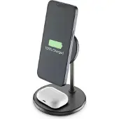 Cellularline Mag Duo Wireless Charger, Drinnen, AC, Kabelloses Aufladen, 1,6 m, Schwarz