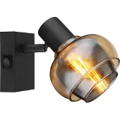 Globo Schwarze Wandleuchte Tokki Bernsteinfarbenes Rauchglas