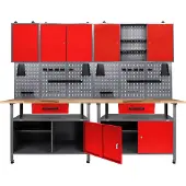Ondis24 Werkstatt-Set 2x Werkbank, 2x Werkstattschrank, 2x Lochwand