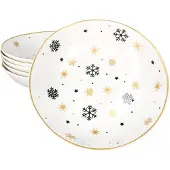 MamboCat 6x Stars schwarz & gold Suppenteller 500ml tiefe Teller Pasta Salat Weihnachten