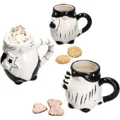 MamboCat 3x Kaffeebecher Wichtel 450ml schwarz-weiß Glühwein Kakao Weihnachten Pott Tasse