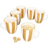MamboCat 6x Wald ocker Kaffeebecher 320ml Steingut-Tassen 6 Personen Glühwein Weihnachten
