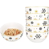 MamboCat 6x Stars schwarz & gold Müslischale 450ml Steingut Dessert-Bowl Weihnachten