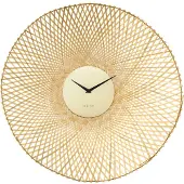 Nextime Wanduhr 60 cm Bambus Schwarz/Braun leise naturgewebt