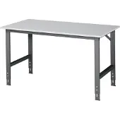 RAU Werktisch Tom B1500xT800xH760-1080mm Arbeitsplatte Melamin Gestell anthrazitg, RAL7016