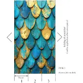 Living Walls Vliestapete "Fototapete Schuppenoptik Gold Blau erweiterbar" 3D-Optik strukturiert