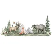 A.S. Création Vliestapete "Fototapete Waldtiere Aquarell Weiß Grün Kinder" matt strukturiert