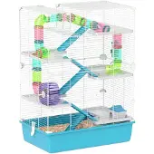 PawHut Hamsterkäfig Metall Kunststoff Hellblau 58L x 36B x 81H cm