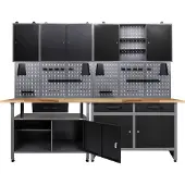 Ondis24 Werkstatt-Set 2x Werkbank, 2x Werkzeugwand, 3x Hängeschrank