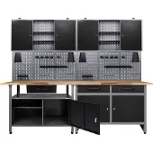 Ondis24 Werkstatt-Set 2x Werkbank, 2x Werstattschrank, 2x Lochwand