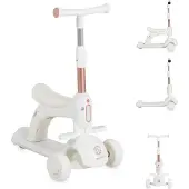 Byox Kinderroller Velvet Royal 2 in 1 Laufrad Musik- und Lichteffekte Fußstütze weiß