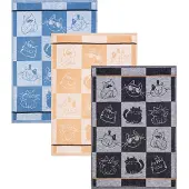 Kracht 3er Pack Halbleinen Küchentuch Cool Cat