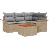 vidaXL Gartensofa-set 5 stk. 4-Sitzanzahl Beige und Hellgrau