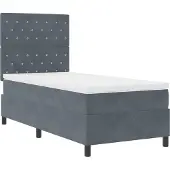 vidaXL LED Boxspringbett mit Matratze Dunkelgrau 90 x 200 cm Samt