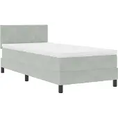 vidaXL LED Boxspringbett mit Kopfteil Hellgrau 90 x 190 cm Samt
