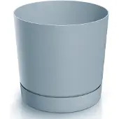 Prosperplast Grauer Kunststoffblumentopf mit Untersetzer, 13 cm Tubo