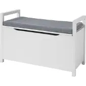 SoBuy FSR76-W Truhenbank mit Stauraum - Schuhbank mit Sitzkissen