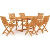 vidaXL 7-tlg. Garten-Essgruppe Massivholz Teak