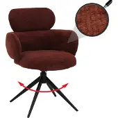 MCW Esszimmerstuhl MCW-O77, Küchenstuhl Polsterstuhl, drehbar Auto-Return, Stoff (310g/m²) Chenille rotbraun