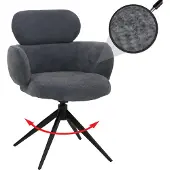 MCW Esszimmerstuhl MCW-O77, Küchenstuhl Polsterstuhl, drehbar Auto-Return, Stoff (310g/m²) Chenille grau-blau