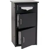 Mendler Paketkasten MCW-O51, Paketbox Paketfach Paketstation Briefkasten 3 Fächer, Stahl 89x49x38cm dunkelgrau
