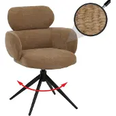 MCW Esszimmerstuhl MCW-O77, Küchenstuhl Polsterstuhl, drehbar Auto-Return, Stoff (310g/m²) Chenille hellbraun