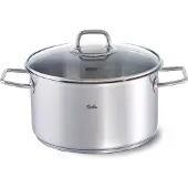 Fissler Viseo / Edelstahl-Topf (5,7 L - Ø 24 cm) Kochtopf mit Glas-Deckel, Innenskalierung, Schüttrand, Induktions-Kochtopf, energiesparend, für alle Herdarten - auch Induktion
