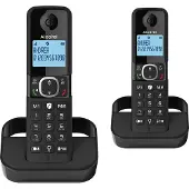 Alcatel F860 DUO EU, DECT-Telefon, Kabelloses Mobilteil, Freisprecheinrichtung, Anrufer-Identifikation, Schwarz