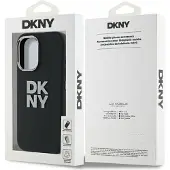 DKNY Etui Flüssigkeit Silikon Metall Logo Na Iphone 16 - Czarne