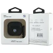 BMW BMA4SSLBK AirPods 4 Schutzhülle, Schwarz, Echtes Leder, Silbernes Logo