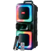 XO f55 karaoke speaker - bluetooth 5.0 - 20w - tws function - rgb illumination - microphone with cable included - bluetooth, fm, usb and microsd - colour black