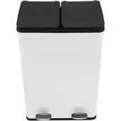 MonsterShop 60l Doppel Abfalleimer Tretmülleimer - Weiß