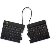 R-Go Tools Ergonomische Tastatur R-Go Split Break mit Pausensoftware, geteilte Tastatur, QWERTY (ES), kabellos, schwarz, Kabellos, Bluetooth, Scherenschalter, QWERTY, Schwarz