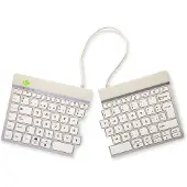 R-Go Tools Ergonomische Tastatur R-Go Split Break mit Pausensoftware, ergonomische geteilte Tastatur, QWERTY (ES), kabellos, weiß, Kabellos, Bluetooth, Scherenschalter, QWERTY, Weiß