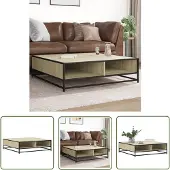 vidaXL Couchtisch Sonoma-Eiche 100x100x30 cm Holzwerkstoff und Metall