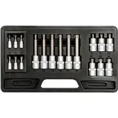 YATO YT-7751, Steckschlüssel-Set, 18 Stück(e), Schwarz, Edelstahl, Chrom-Vanadium-Stahl, 1/2, 1/4"