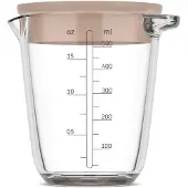 Mepal Messbecher Chef It Glas 500 ml mit Deckel - chalk