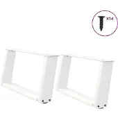 vidaXL Couchtischbeine U-Form 2 Stk. Weiß 60x(30-31) cm Stahl