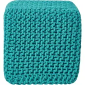 Homescapes STRICK-POUF petrol-grün, Sitzwürfel 35/35/35 cm