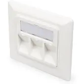 Digitus Frontplatte für Keystone Jacks 3x RJ45 Staubschutz 80/80 + Zentralplatte reinweiss seperater Mass..