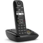 Gigaset AS690A, Analoges/DECT-Telefon, Kabelloses Mobilteil, Freisprecheinrichtung, 100 Eintragungen, Anrufer-Identifikation, Schwarz