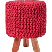 Homescapes STRICK-HOCKER rot, Dreibein 32/32/42 cm
