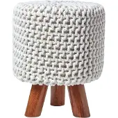 Homescapes STRICK-HOCKER natur, Dreibein 32/32/42 cm