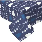 Homescapes WEIHNACHTSTISCHDECKE Winterland blau 178/305 cm, 100% Baumwolle