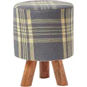 Homescapes SITZHOCKER grau kariert, Dreibein 32/32/42 cm