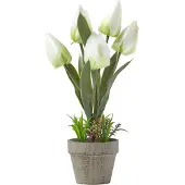 Homescapes KUNSTBLUMEN Tulpen weiß im Steinoptik-Topf, 27 cm