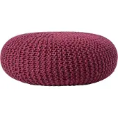 Homescapes STRICK-POUF weinrot, Bodenkissen rund 70/70/23 cm
