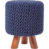 Homescapes STRICK-HOCKER dunkelblau, Dreibein 32/32/42 cm
