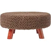 Homescapes STRICK-HOCKER braun, rund 62/62/30 cm